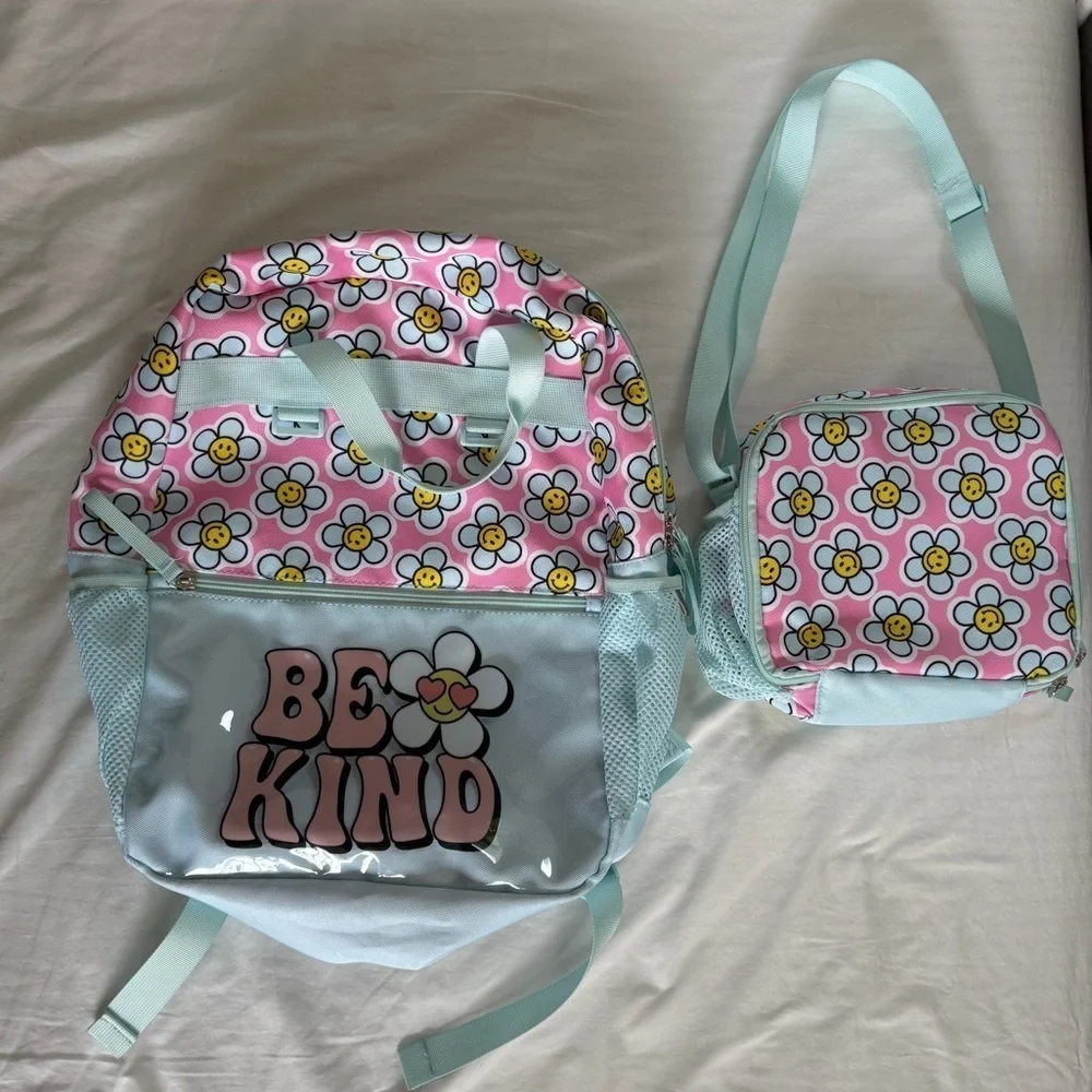 Be Kind Kids Backpack and Lunchbox Set - Pink and Blue